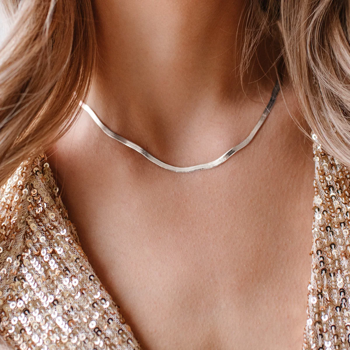 Herringbone Collar Necklace, Water Resistant main image 1