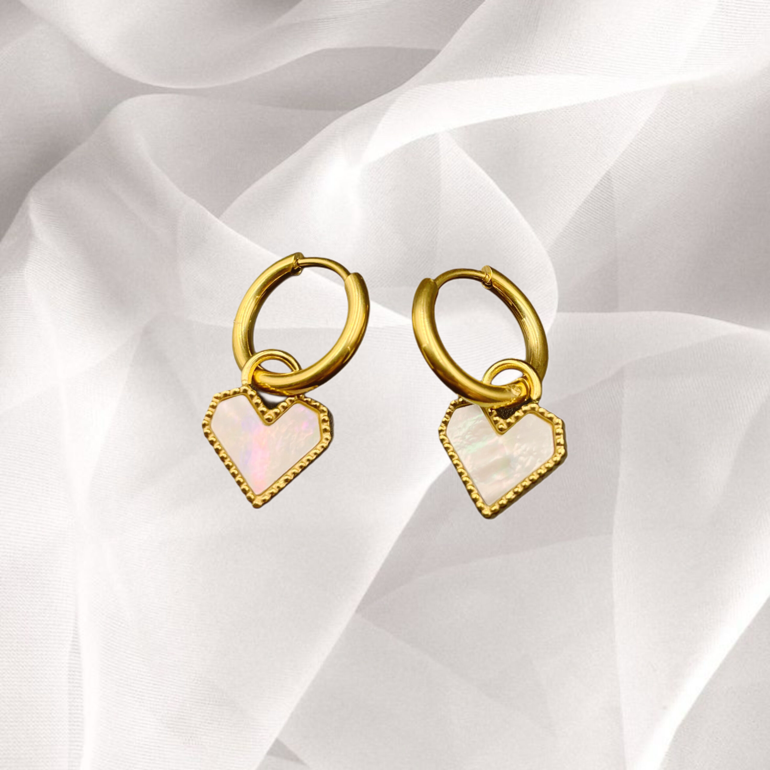 Mother of Pearl Huggie Earrings - Silver Keeper